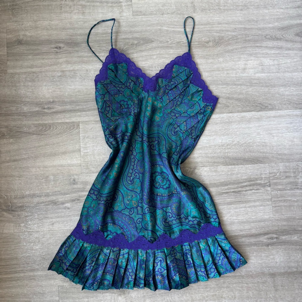 Victoria's Secret Teal and Violet Lace Chemise